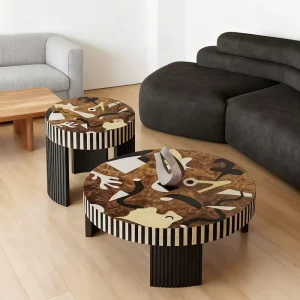 Graffiti Art Coffee Table Wood Modern Living Room Furniture Home Luxury Designer High End Creative Fashion Combination