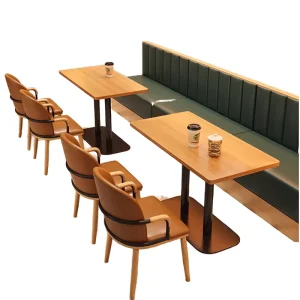 Grands Simple Modern Style Restaurant Customize Leather Sofa Booth Book Afternoon Tea Chair and Table Commercial Furniture Set