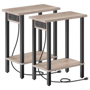 Gray End Tables Set of 2 Grey Side Table Set of 2 with Charging Station and USB Ports