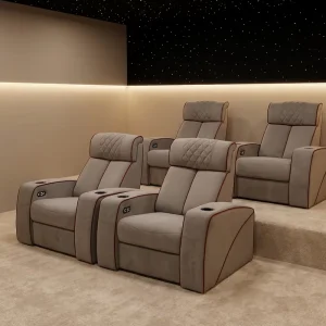Gray Fabric Cinema Movie Sofa Home Theatre Seating Electric Cinema Sectional Sofa Theater Recliner Chair with Led Light