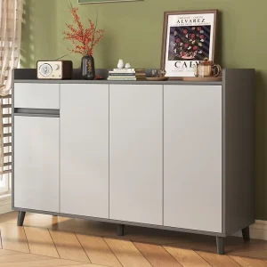 Gray Shoe Shelf Cabinet with Drawer Large Capacity Shoe Rack Storage Cabinet Furniture for Entryway Door Apartment