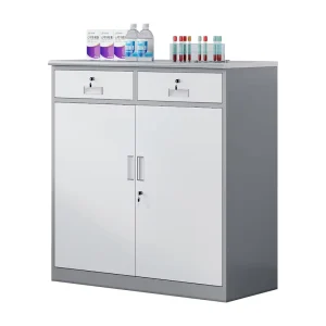Gray and White Steel Medicine Cabinet 2 Drawer 2 Door Sterile Storage Cabinet Hospital Clinic Infirmary Pharmacy Medicine Cupboard