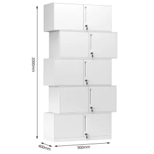 Gray and White Two Tone Adjustable Steel Filing Cabinet with Modern Design for Bedroom & Home Office Use