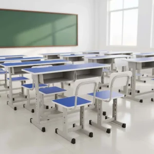 Great Value Durable School Student Desk and Chair Set Double Seating with Shelf Promotion Price for Classroom Tables Chairs