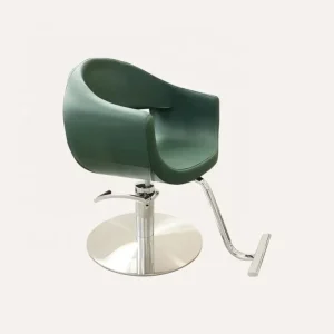 Green Hydraulic Barber Chair with PU Leather and High Density Sponge Modern Design for Salon Styling