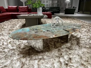 Green Luxury Stone Oval Coffee Table Marble Italian Luxury High-End Style for Living Room Home Use