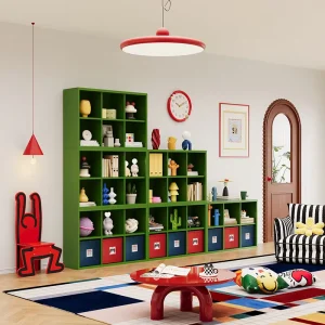 Green Steel Modular Display Cabinet for Living Room and Hallway