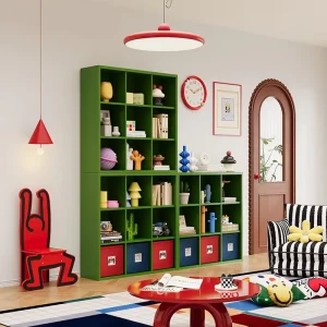 Green Steel Modular Storage Cabinet for Living Room Bedroom Hotel