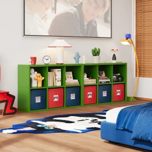 Green Steel TV Cabinet for Living Room and Bedroom Modular Storage with Door