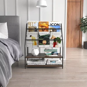 Grey 2 Shelf Magazine Rack Floor Standing Display Stand Brochures Newspapers Office Library Exhibition Hall Indoor Outdoor