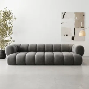 Grey Marshmallow Style Modular Fabric Sofa Creative Rounded Design Cloud Couch for Minimalist Living