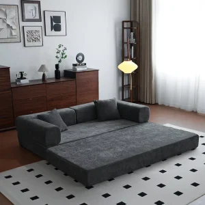 Grey ODM Corduroy Couch Seat Foldable Compressed Multi Functional Compression Sofa Bed Sofa Sleeper for Living Room Fabric OEM