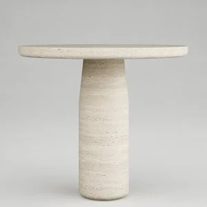 Grey Vein Marble Dining Table Single Inverted Conical Pedestal Round Top Luxury Dining Room Furniture Dream Home