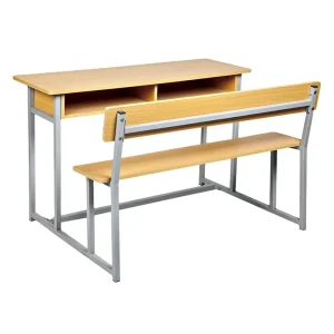 Guangdong Factory School Furniture Classroom Study Desk Chair MDF Double Study Table Chair Student Bench Desk and Chair Set