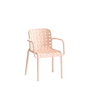 H 752A Plastic Garden Chairs with Armrests Stackable Modern Design for Outdoor Dining Patio & Hotel Use
