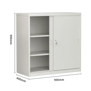 H900 Sliding Door Low Steel File Cabinet with Lock Metal Storage Cupboard for Office School Home Warehouse Storage