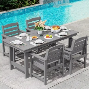 HDPE Modern Comfortable Adirondack Bar Stools and Table Set Outdoor Dining Furniture for Bistro Balcony Poolside Garden