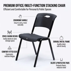 HDPE Plastic Single Chair Ergonomic Back Support Integral for School Student Training Classroom Public Use