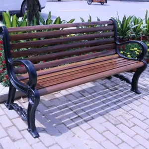 HDPE Wood Bench Chair Public Park Bench Seating Outside Patio Cast Aluminum Leg Garden Seat Benches