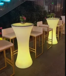 HL2 Plastic Foldable Modern Outdoor Light Up High Leg Bar Table for Holiday Decorations Events Exhibitions Cocktail Parties Auto