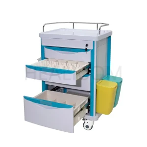 HMT-62512B Medical ABS 4-inch Luxury Universal Plug-in Soft Wheels Trolley Medical Cart Medicine Trolley