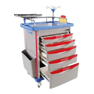 HOCHEY Medical Hospital Emergency Medical Nursing Trolley ABS Material Corner Brakes CE&ISO Certified Easy Cleaning Trolley