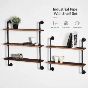HONGYAN Industrial Iron Modern Multi Tier Storage Shelf & Pipe Style Bookshelf for Living Room Furniture