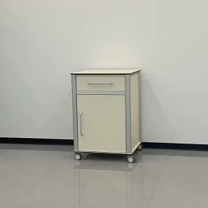 HPL Hospital Bedside Cabinet Single Drawer Single Door Storage Locker Silent Brake Casters Ward Patient Nightstand