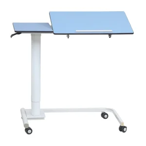 HPL Top Height Adjustable Hospital Overbed Table Mobile Bedside Patient Dining Table Medical Ward Furniture