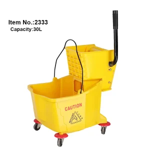 HQ2333 Hotel 30L Yellow Cleaning Mop Trolley Cart with Wheels Bucket Accessory