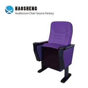 HS-1257 Factory Supply Oak Auditorium Chair Built-in Cup Holder Modern Design Foldable Cinema School Government Conference Hall