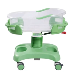 HS 2YC Luxury Hospital Baby Bassinet Trolley Adjustable Medical ABS Plastic Infant Baby Bed