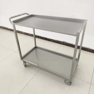 HTS HTS LJ07 2 Layers Stainless Steel Trolley Commercial Heavy Duty Mobile Hotel Room Service Utility Cart