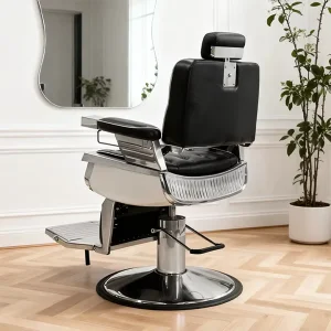 Hair Cutting Barbershop Furniture Heavy Duty Recliner Pu Leather Men Styling Salon Chairs Retro Barber Chair Black