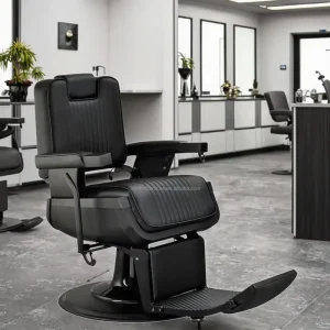 Hair Salon Equipment Round Back Black Barber Chairs Heavy Duty Great Barber Chair Design for Sale