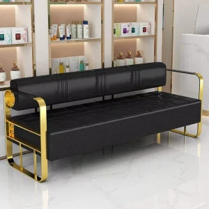 Hair Salon Waiting Chair Beauty Salon Clothing Store Rest Area Stainless Steel Gilded Sofa Waiting Area Long Bench