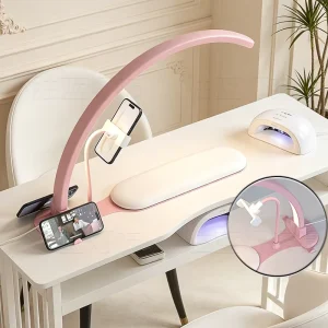 Half Moon 36W Modern Smart Nail Lamp with Selfie Light & Cell Phone Holder for Salon Table Light Use