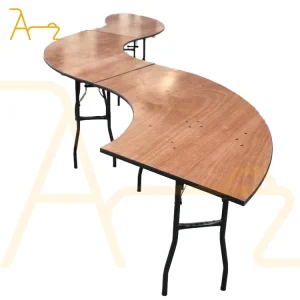 Half Moon European Style Design Serpentine Shape Wedding Table Wood Dining Tables for Banquet Event