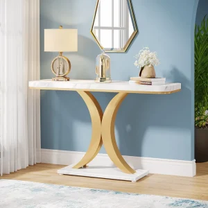 Half-moon Luxury Gold Entryway Console Table Narrow Hallway Sofa Tables for Home Living Room Decoration