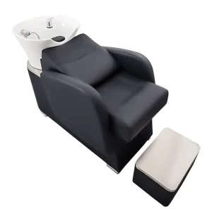 Half recline Modern Minimalist Ceramic Basin Washbasin Footrest High Density Sponge Salon Hair Washing Chair for Beauty
