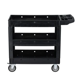 Hand Push Plastic Workshop Tool Trolley Heavy Duty 2 Layer Rolling Parts Service Transport Cart