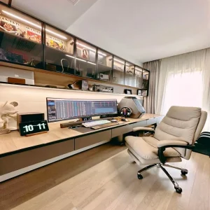 Hand Tailored Computer Desk Bookshelf With Adjustable Partitions Moisture Proof Panels for Teen Bedroom Small Home Work Nook