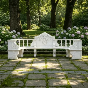 Handcarved Natural Marble Bench for European Style Villa Outdoor Landscapes