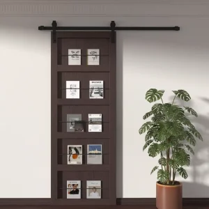 Handcrafted Wood Sliding Door Bookcase Space Saving Interior Office Study Door