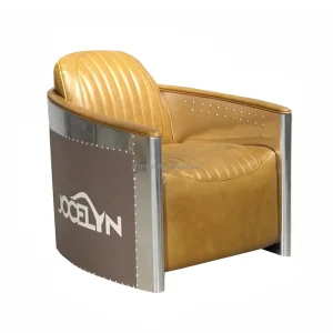 Handmade Industrial Leisure Style Genuine Leather Bar Chair Aviation Chair for Home Office Living Room Industrial