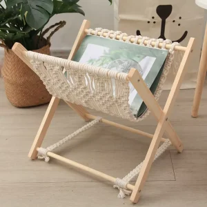 Handwoven Cotton Rope Magazine Holder Boho Home Decor for Living Room Study and Nursery