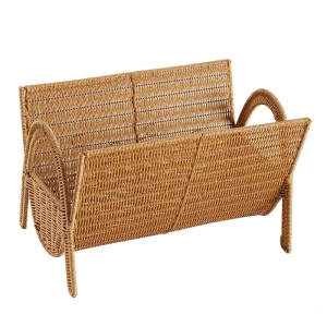 Handwoven Plastic Floor Standing Nordic Style Multifunctional Magazine Rack Bookshelf for Living Room