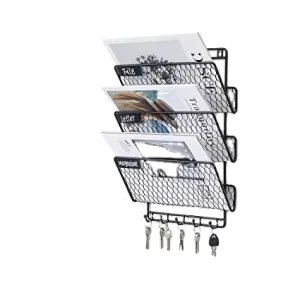 Hanging Wall File Holder Mail Organizer for Metal Chicken Wire Wall Mounted Literature Rack