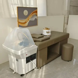 Head Spa Shampoo Bed Water Therapy Massage Electric Lift Steam Treatment Hair Washing Salon Chair Ceramic Basin