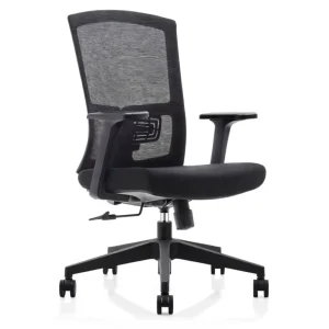 Headrest less Office Chair Furniture Mesh Revolving with Nylon Base and Height Adjustable Armrests Black Office Chair